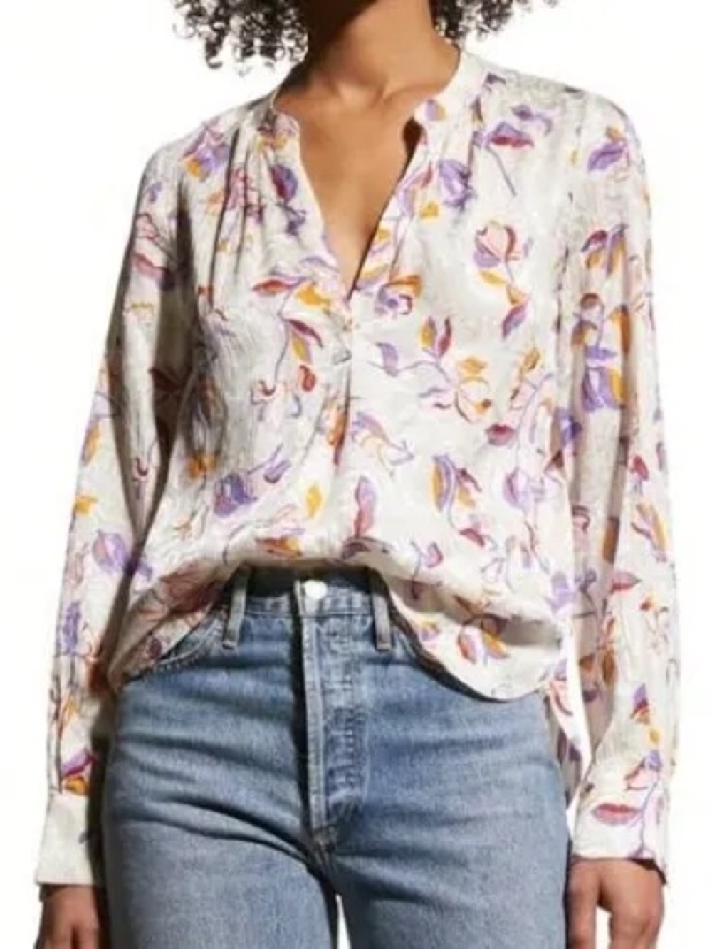 Zadig & Voltaire Tink Floral Print Long Sleeve Blouse Top Size XS